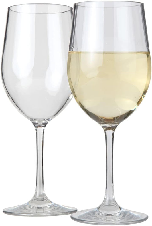 Unbreakable Chardonnay White Wine Glasses, Made of Shatterproof Plastic, for Indoor and Outdoor Use, Reusable and Dishwasher-Safe, Crystal Clear. 12 Oz. Each, Set of 2