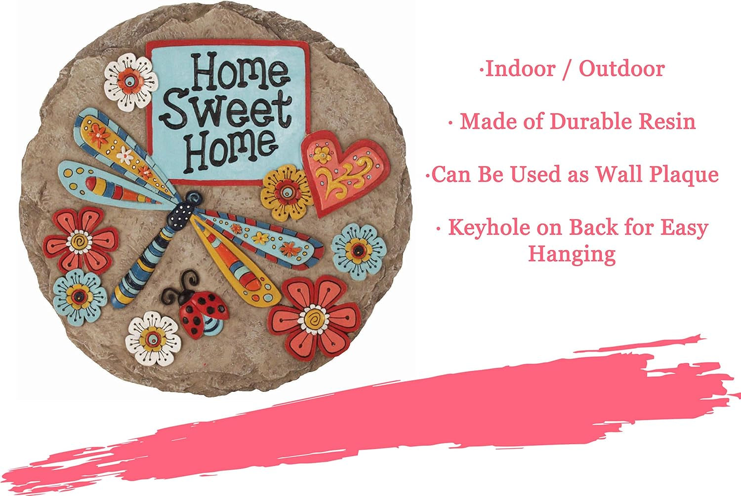 - Garden Décor - Home Sweet Dragonfly Stepping Stone - Decorative Stone for Garden