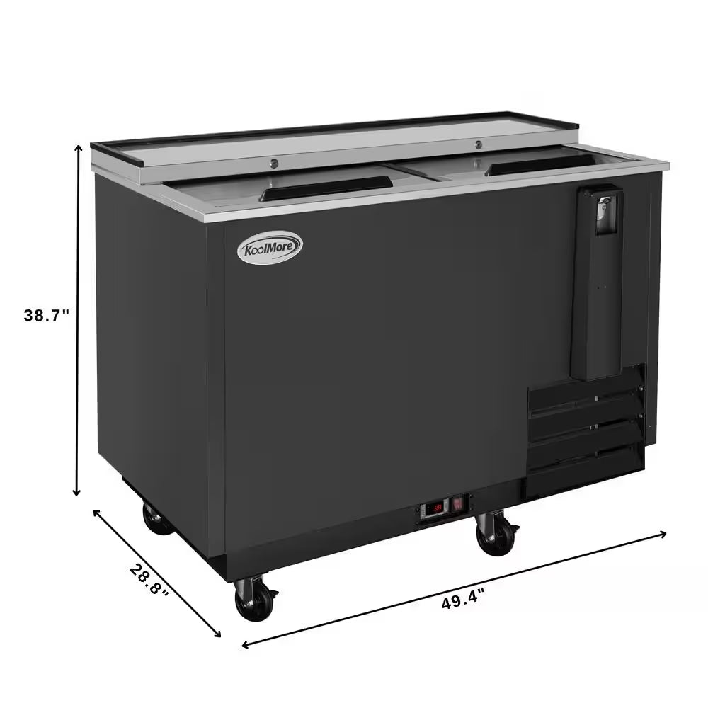 50 In. Commercial Bottle Cooler, 14 Cu. Ft. in Black