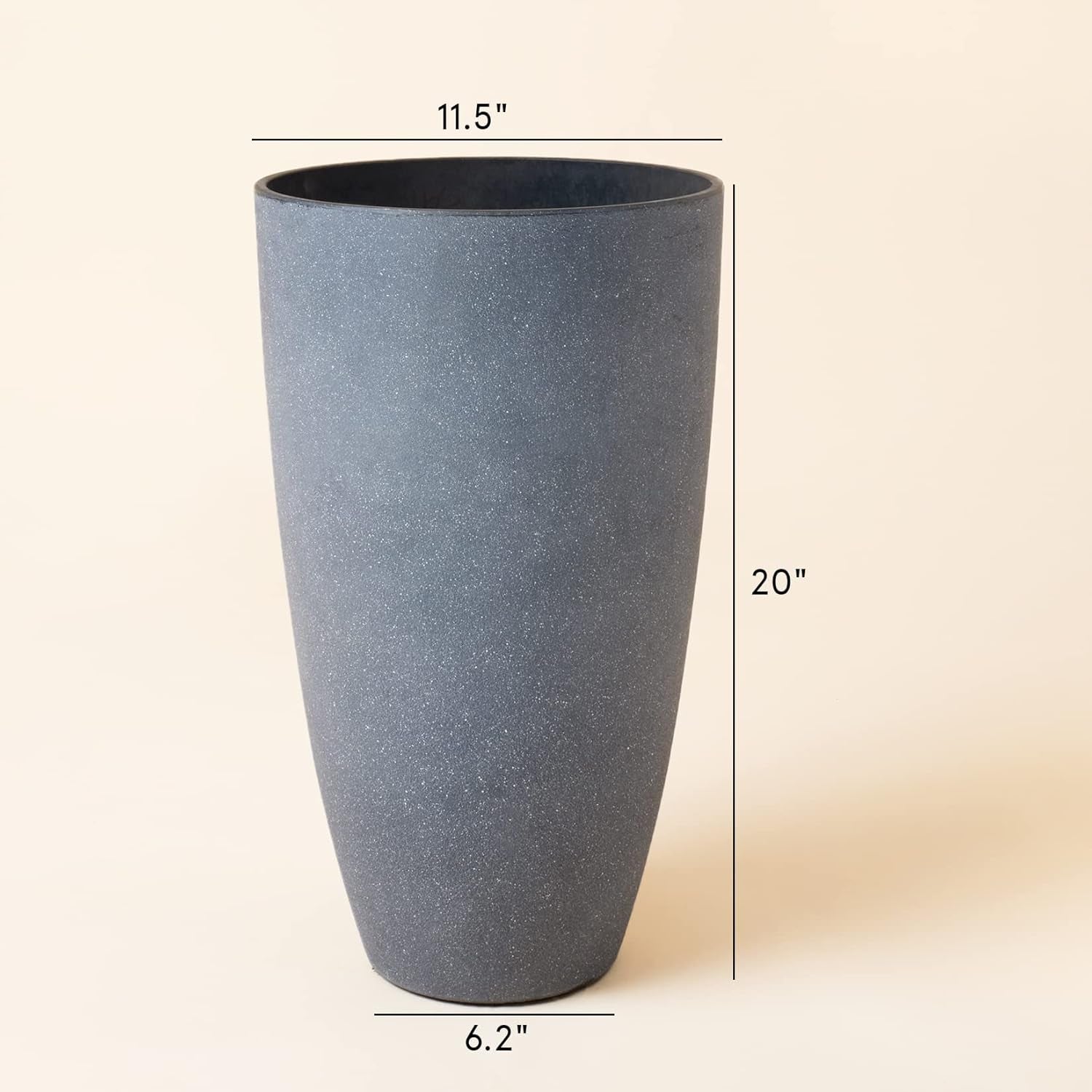 Set of 2 Tall Planters with Trays, 20 Inch Indoor/Outdoor Tall Planters,Large Grey Flower Pots,Tree Planters for Front Door,Patio and Deck