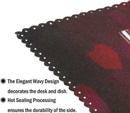 Valentines Day Rose Wine Placemat Table Mat Desktop Decoration Placemats Set of 4 Non Slip Stain Heat Resistant for Dining Home Kitchen Indoor 12X18 In