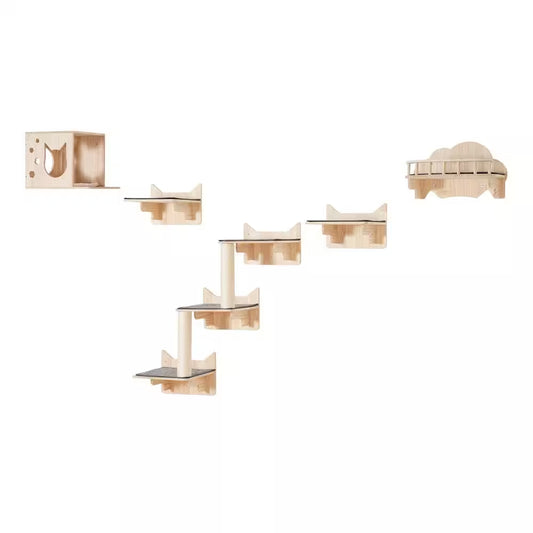 Wall Mounted Cat Shelves, Cat Wall Shelves and Perches with Jumping Boards, Nest, Barrier Board and Cat Tree, 40 Lbs.
