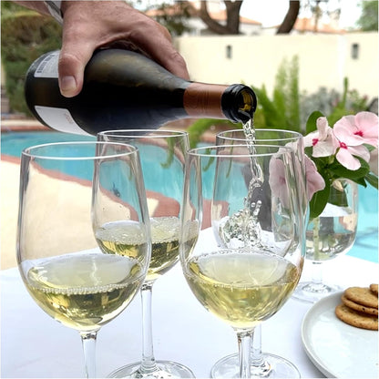 Unbreakable Chardonnay White Wine Glasses, Made of Shatterproof Plastic, for Indoor and Outdoor Use, Reusable and Dishwasher-Safe, Crystal Clear. 12 Oz. Each, Set of 2