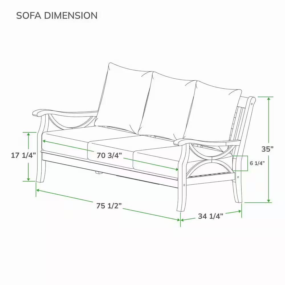 Kinsley 5-Piece Premium Indonesia Teak Wood Patio Conversation Set with Beige Cushion