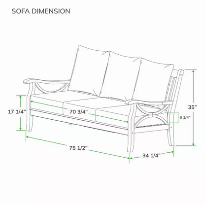Kinsley 5-Piece Premium Indonesia Teak Wood Patio Conversation Set with Beige Cushion