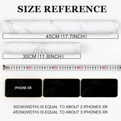 Glossy Marble Contact Paper Granite White/Grey Kitchen Countertop Cabinets Furniture Refurbishment Wall Paper Thick Removable Wallpaper Peel and Stick Wall Decor Vinyl Wrap 11.8"X78.7"