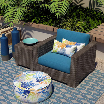 Outdoor/Indoor Lumbar Pillow Covers, Patio Fade Resistant Lumbar Pillow Cases ONLY, Tropical Lumbar Cushion Covers for Home and Garden Furniture Decor,12” X 20”, Pack of 2, Coral Multi