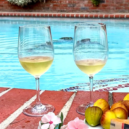 Unbreakable Chardonnay White Wine Glasses, Made of Shatterproof Plastic, for Indoor and Outdoor Use, Reusable and Dishwasher-Safe, Crystal Clear. 12 Oz. Each, Set of 2