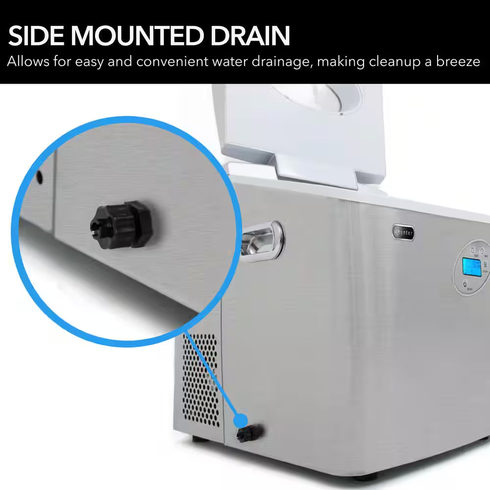 14 In. 49 Lbs Portable Ice Maker Countertop Ice Maker Countertop Ice Machines Bullet Ice in Stainless Steel