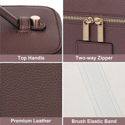 Makeup Bag Vanity Case for Women Leather Cosmetic Bag Travel Toiletry Bags Portable Makeup Organizer Case