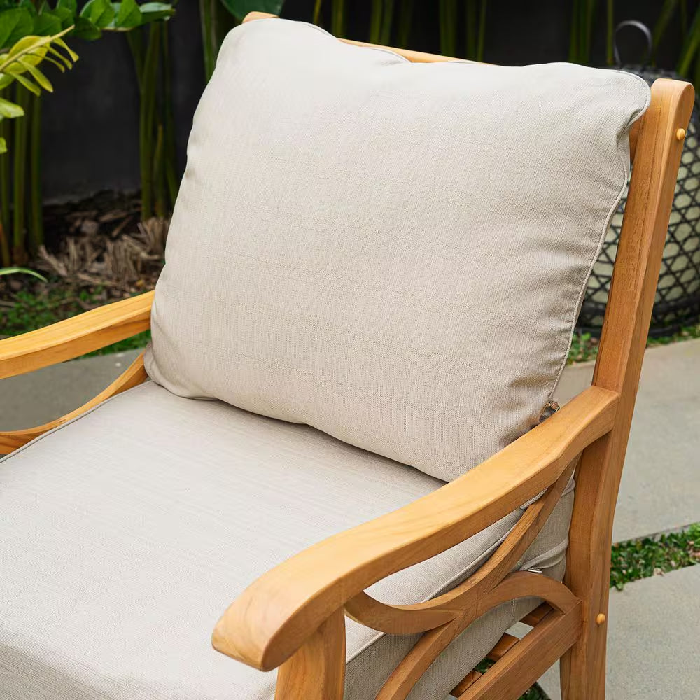Kinsley 5-Piece Premium Indonesia Teak Wood Patio Conversation Set with Beige Cushion