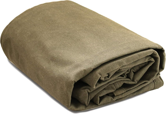 Canvas Tarp 18 Oz. Heavy Duty Waterproof UV Resistant, Rustproof Grommets, Industrial & Commercial Use Cloth Tarp (Cut Size: 12'X16', Finished Size: 11'6"X15'6", Olive)