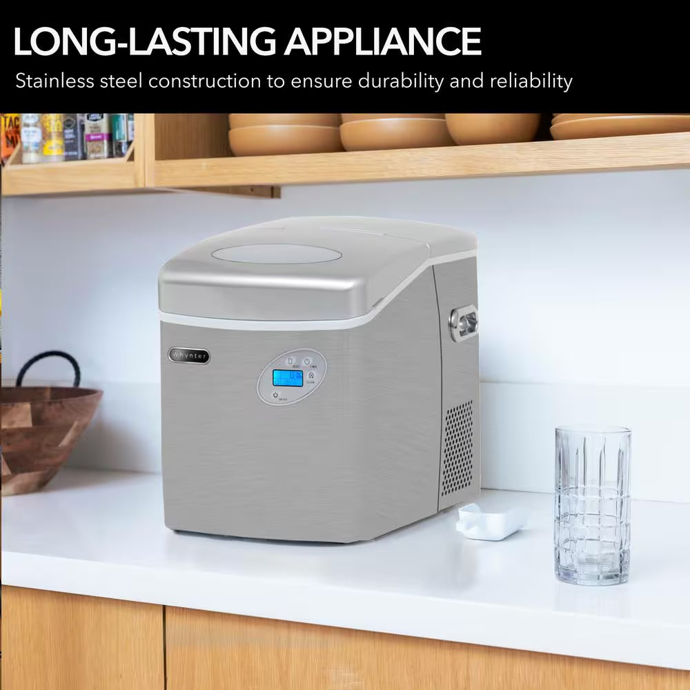 14 In. 49 Lbs Portable Ice Maker Countertop Ice Maker Countertop Ice Machines Bullet Ice in Stainless Steel