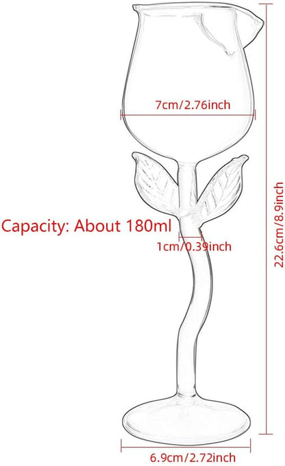 Rose Cocktail Flower Red Wine Glass, Clear Rose Goblet Glasses 180Ml,10Oz Stemmed Drinking Wine Goblet, Cocktail Juice Glass for Housewarming Birthday Gift