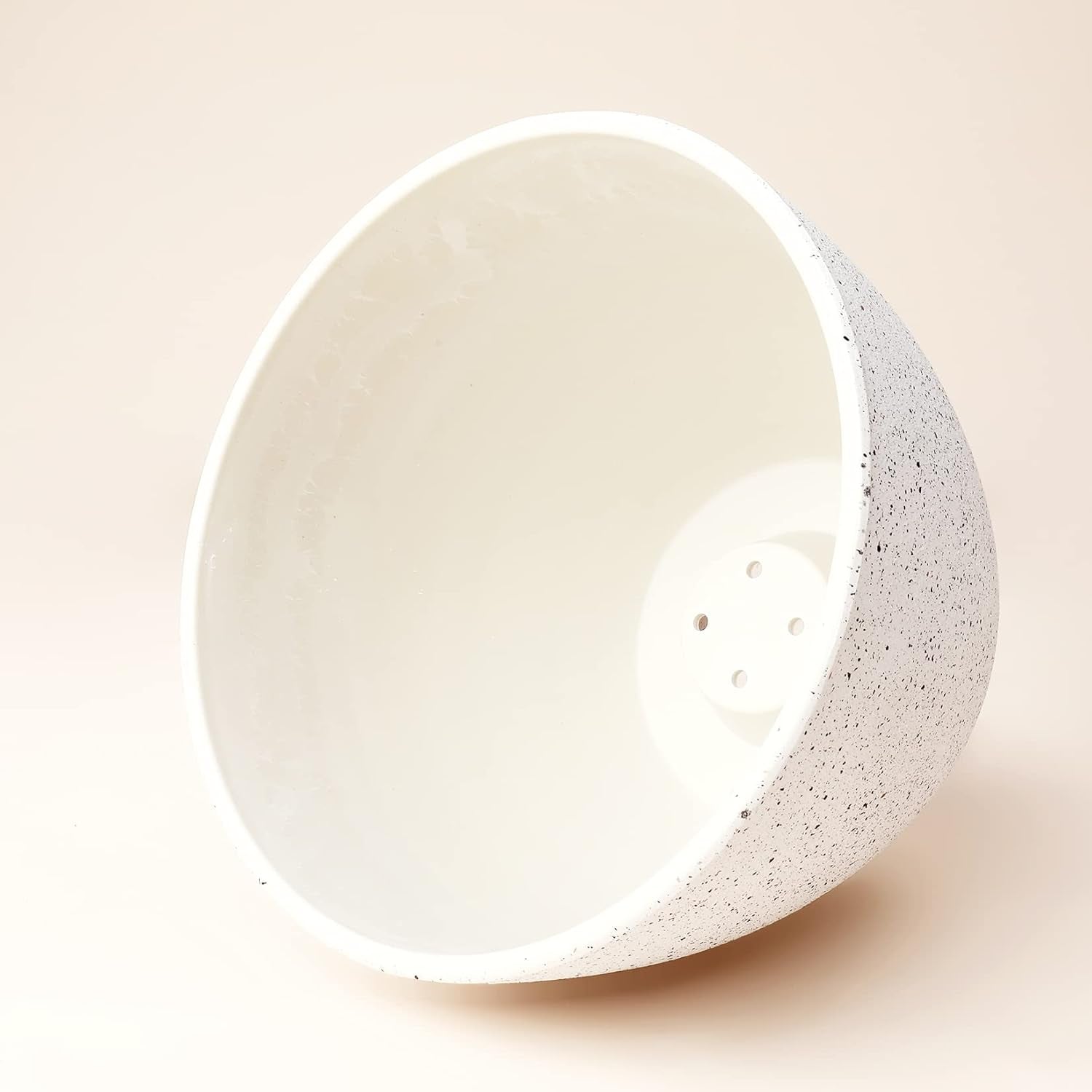 Flower Pots Outdoor Garden Planters, Indoor Plant Pots with Drainage Holes, Plastic, Speckled White, Set 2 (7.5 + 7.5 Inch)