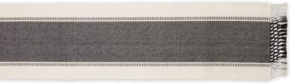 Dobby Stripe Woven Table Runner, 13X72 (13X77.5, Fringe Included), Black
