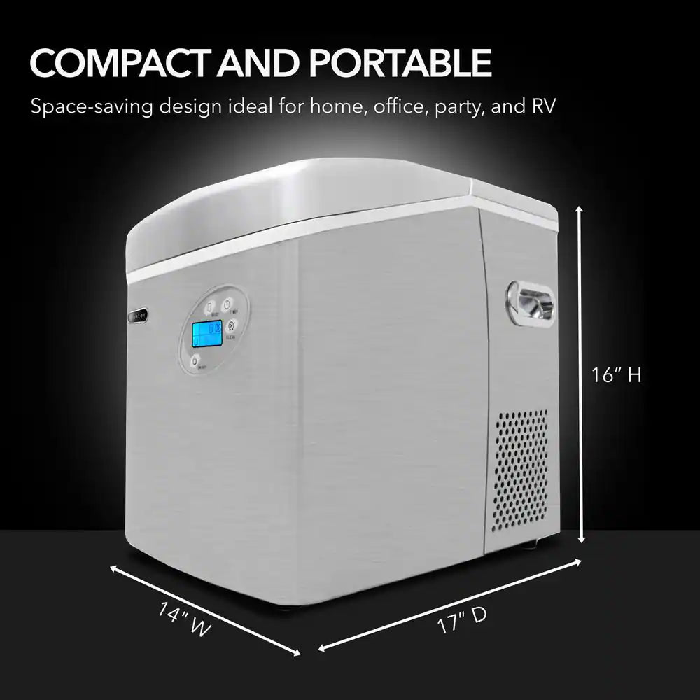 14 In. 49 Lbs Portable Ice Maker Countertop Ice Maker Countertop Ice Machines Bullet Ice in Stainless Steel