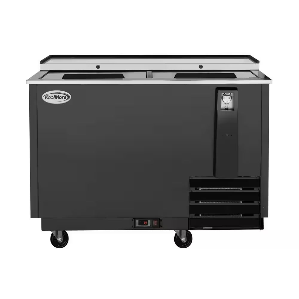 50 In. Commercial Bottle Cooler, 14 Cu. Ft. in Black