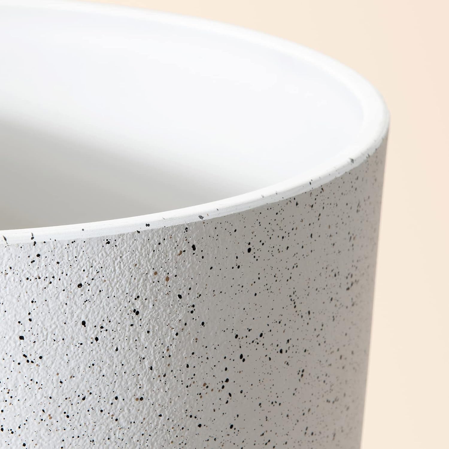 Flower Pots Outdoor Garden Planters, Indoor Plant Pots with Drainage Holes, Plastic, Speckled White, Set 2 (7.5 + 7.5 Inch)