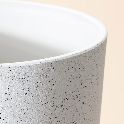 Flower Pots Outdoor Garden Planters, Indoor Plant Pots with Drainage Holes, Plastic, Speckled White, Set 2 (7.5 + 7.5 Inch)