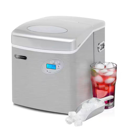 14 In. 49 Lbs Portable Ice Maker Countertop Ice Maker Countertop Ice Machines Bullet Ice in Stainless Steel