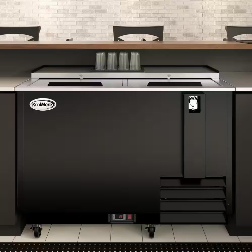 50 In. Commercial Bottle Cooler, 14 Cu. Ft. in Black