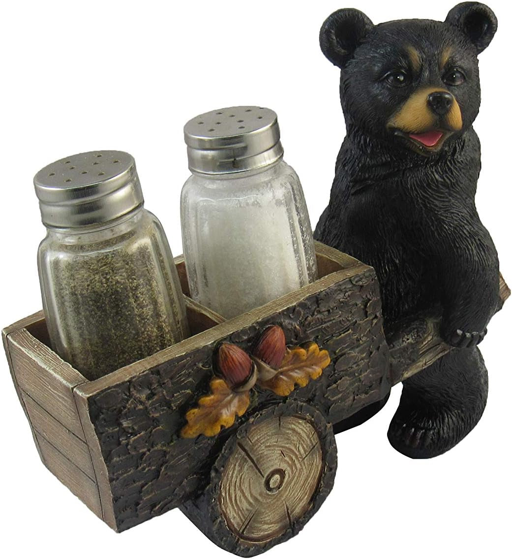 Animal Holder with Salt and Pepper Shaker Set (3 Piece) | Kitchen Décor and Accessories | Salt and Pepper Shakers | Home Décor | Home Decorations… (Bear)