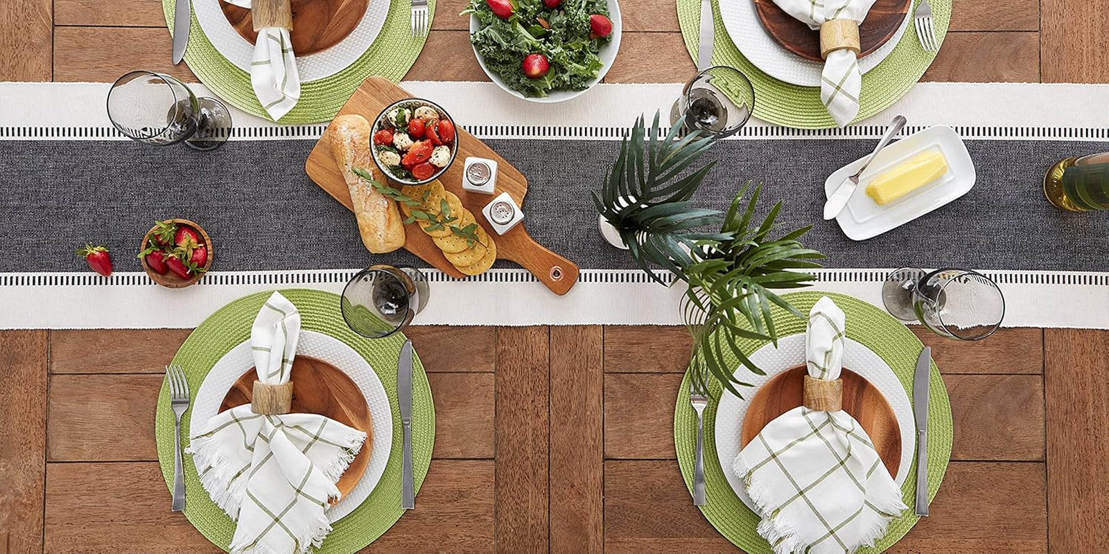 Dobby Stripe Woven Table Runner, 13X72 (13X77.5, Fringe Included), Black