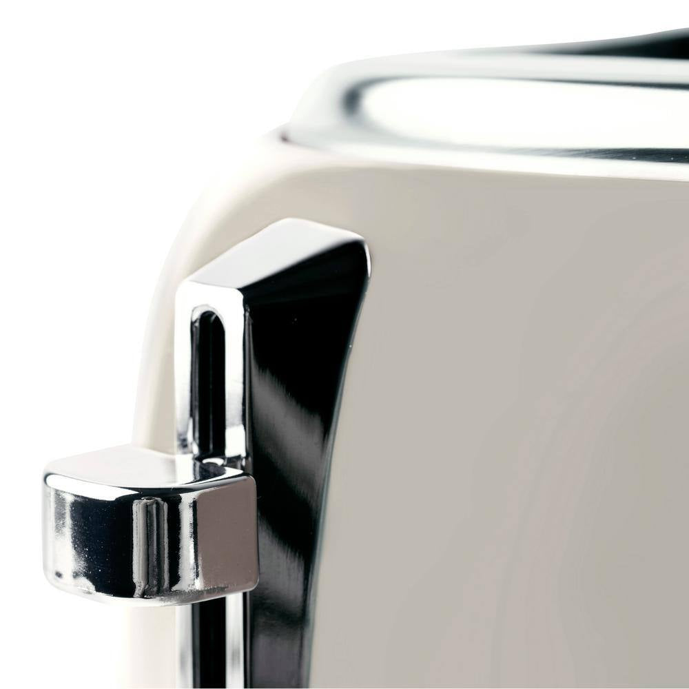 Dorset 1500-Watt 4-Slice Putty Wide Slot Retro Toaster with Removable Crumb Tray and Browning Control