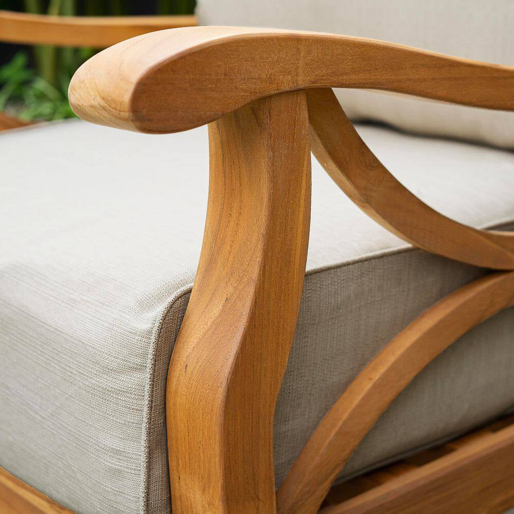 Kinsley 5-Piece Premium Indonesia Teak Wood Patio Conversation Set with Beige Cushion