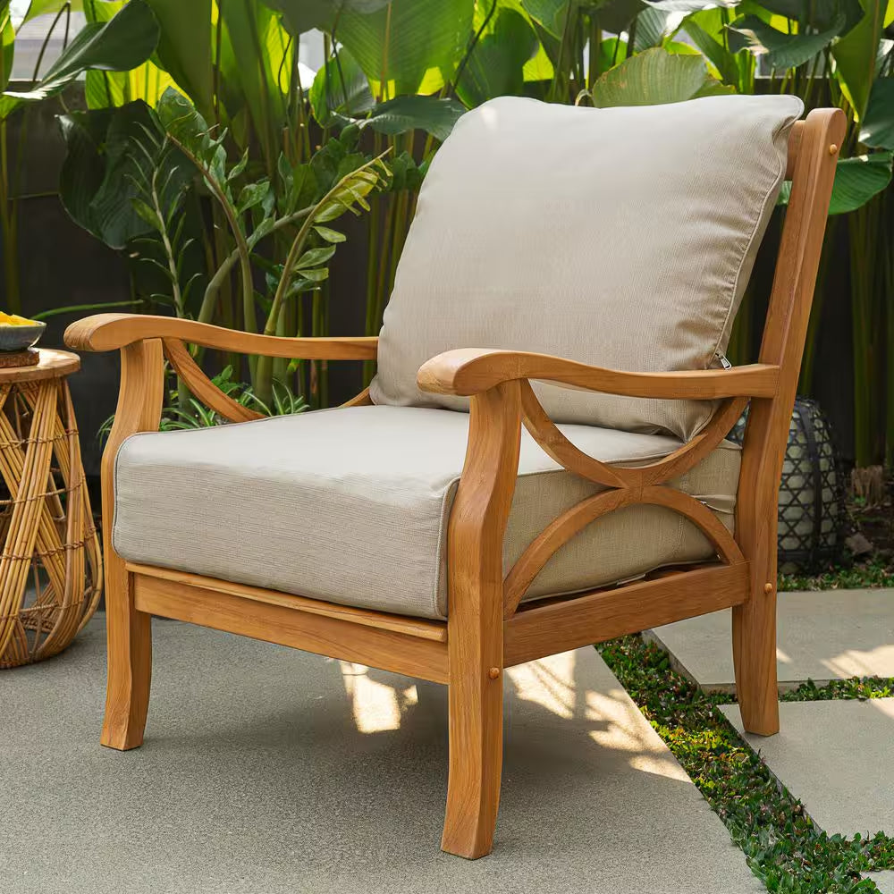 Kinsley 5-Piece Premium Indonesia Teak Wood Patio Conversation Set with Beige Cushion