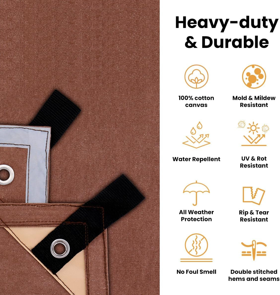 Canvas Tarp 18 Oz. Heavy Duty Waterproof UV Resistant, Rustproof Grommets, Industrial & Commercial Use Cloth Tarp (Cut Size: 12'X16', Finished Size: 11'6"X15'6", Olive)