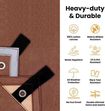 Canvas Tarp 18 Oz. Heavy Duty Waterproof UV Resistant, Rustproof Grommets, Industrial & Commercial Use Cloth Tarp (Cut Size: 12'X16', Finished Size: 11'6"X15'6", Olive)