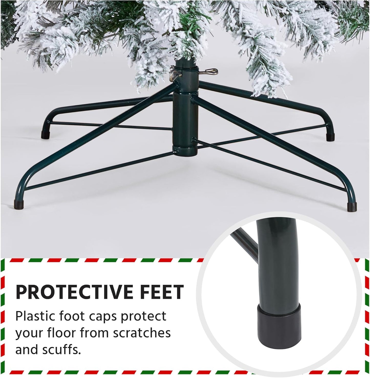 Yaheetech 9Ft Pre-Lit Artificial Christmas Tree with Incandescent Warm White Lights, Snow Flocked Full Prelighted Xmas Tree W/2084 Branch Tips, 900 Incandescent Lights & Foldable Stand, Green & White