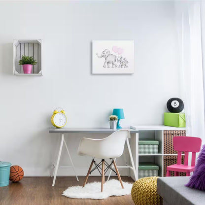 16 In. X 20 In. "Mama and Baby Elephants" by Studio Q Printed Canvas Wall Art