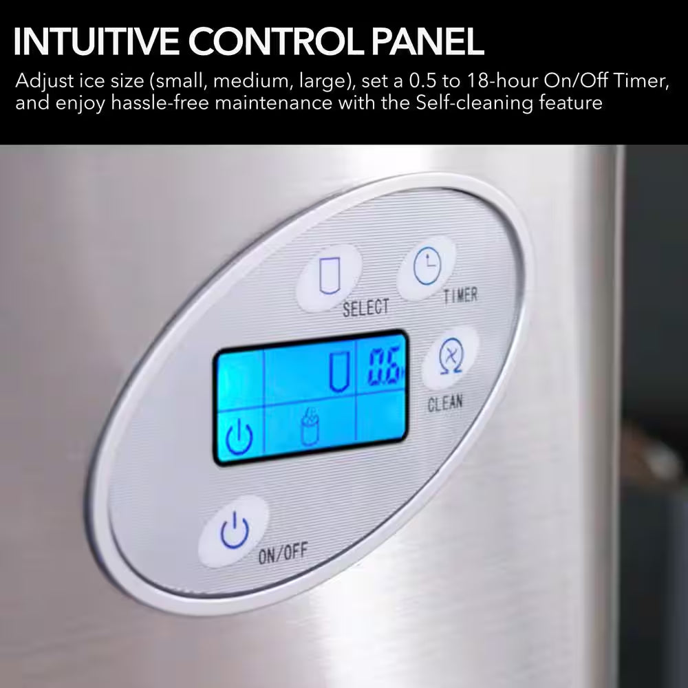 14 In. 49 Lbs Portable Ice Maker Countertop Ice Maker Countertop Ice Machines Bullet Ice in Stainless Steel