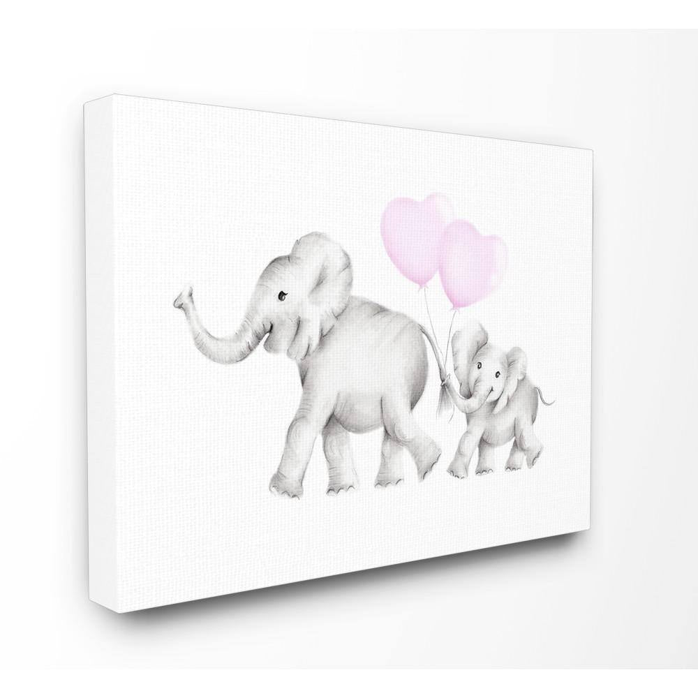 16 In. X 20 In. "Mama and Baby Elephants" by Studio Q Printed Canvas Wall Art