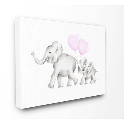 16 In. X 20 In. "Mama and Baby Elephants" by Studio Q Printed Canvas Wall Art
