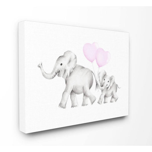 16 In. X 20 In. "Mama and Baby Elephants" by Studio Q Printed Canvas Wall Art