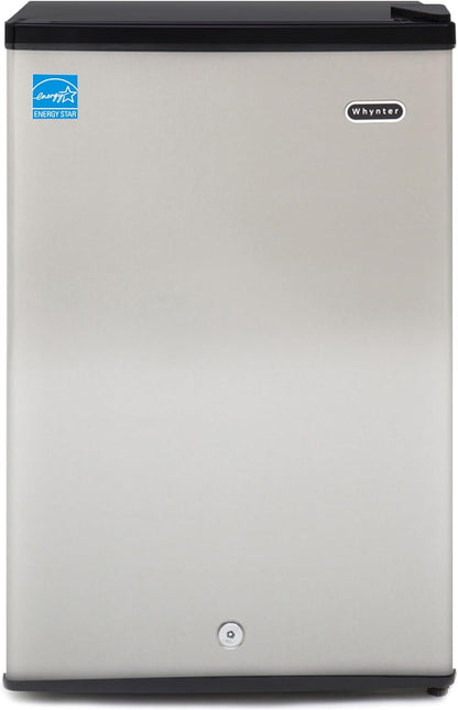 Upright Freezer with Lock, 3 Cu. Ft. Small Freezer Mini Freezer for Bedrooms, Dorms, Garages, Offices CUF-301SS, Stainless Steel, Energy Star