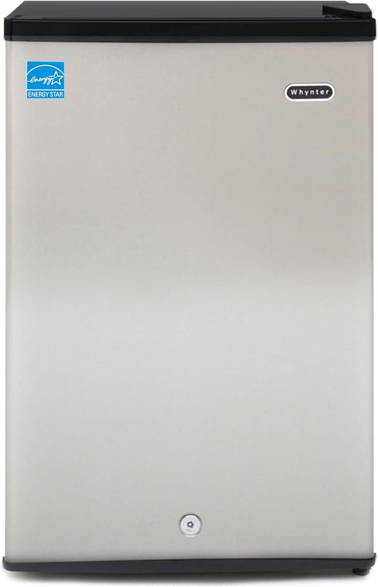 Upright Freezer with Lock, 3 Cu. Ft. Small Freezer Mini Freezer for Bedrooms, Dorms, Garages, Offices CUF-301SS, Stainless Steel, Energy Star
