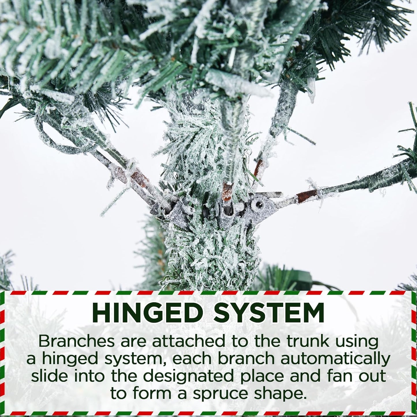 Yaheetech 9Ft Pre-Lit Artificial Christmas Tree with Incandescent Warm White Lights, Snow Flocked Full Prelighted Xmas Tree W/2084 Branch Tips, 900 Incandescent Lights & Foldable Stand, Green & White