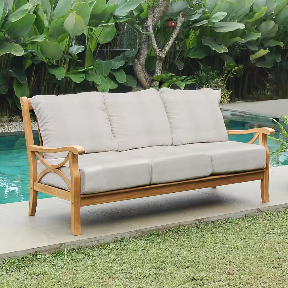 Kinsley 5-Piece Premium Indonesia Teak Wood Patio Conversation Set with Beige Cushion