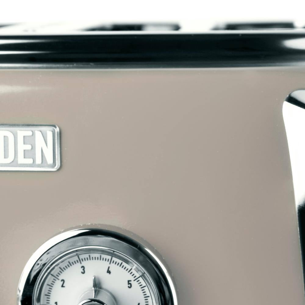 Dorset 1500-Watt 4-Slice Putty Wide Slot Retro Toaster with Removable Crumb Tray and Browning Control